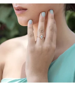 Anillo Mujer Oro Amarillo 18K Rombo Aguamarina<Alda Joyeros Best
