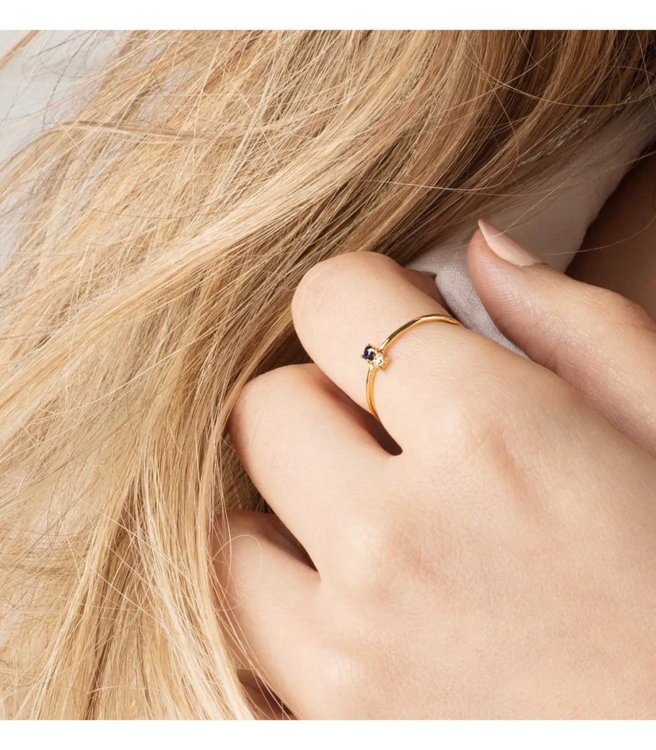 Anillo Portman Oro 18K Diamante 0.050 Qts. Zafiro<Alda Joyeros Online