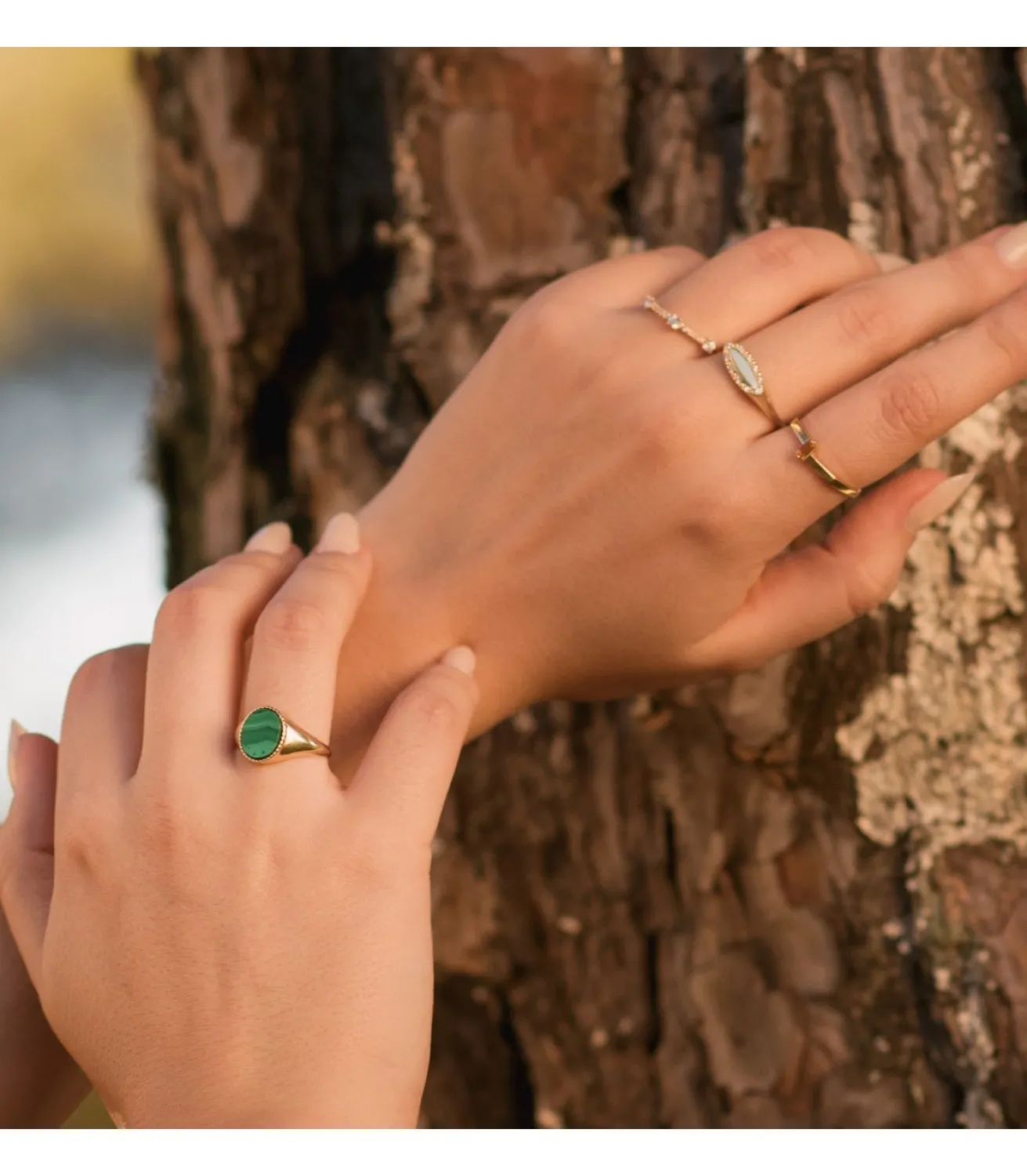 Anillo Sello Mujer Malaquita Oro 18K<Alda Joyeros Sale