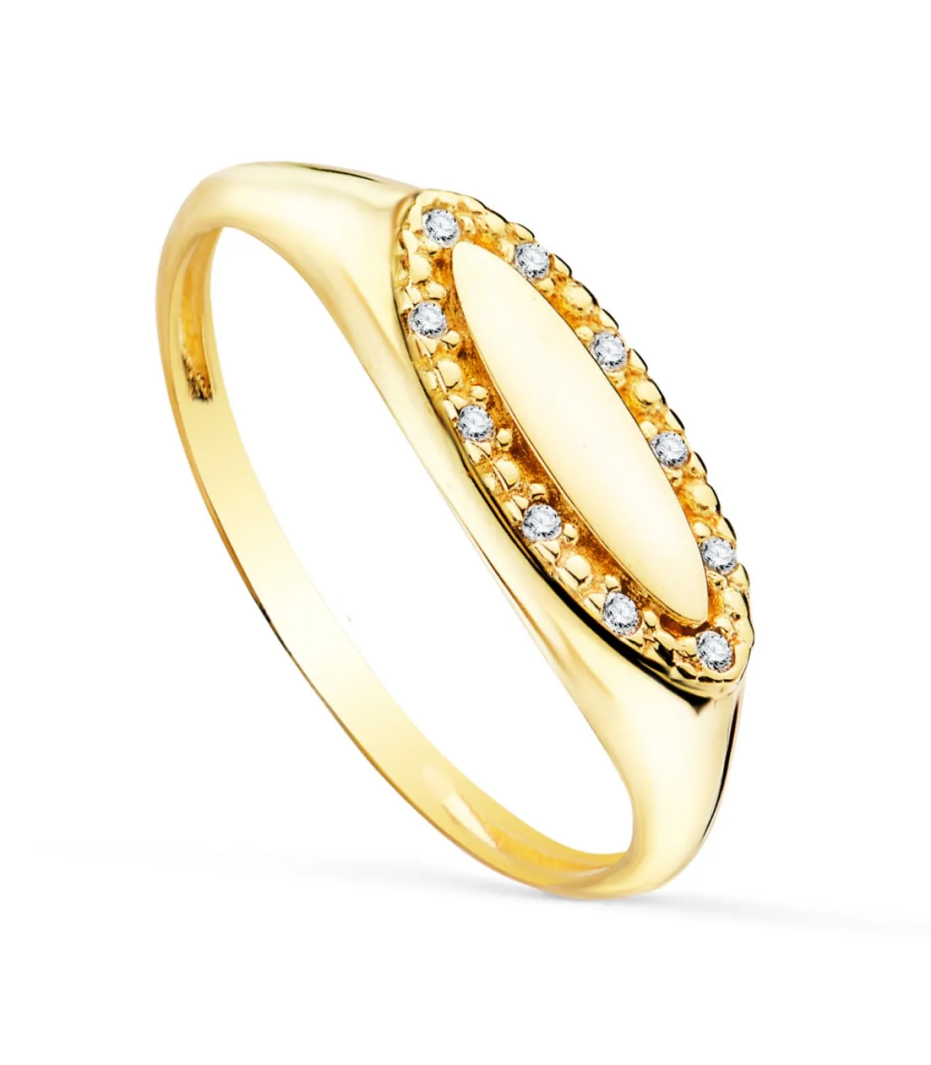 Anillo Sello Ojival Oro 18K Circonitas<Alda Joyeros Fashion