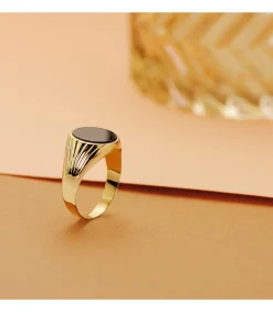 Anillo Sello Piero Oro Amarillo 18K Piedra Oval Onix<Alda Joyeros Shop