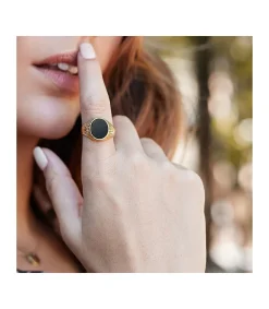 Anillo Sello Piero Oro Amarillo 18K Piedra Oval Onix<Alda Joyeros Shop