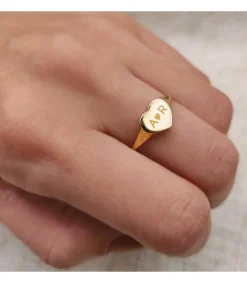 Anillo Sign Sello Mujer Corazon Oro 18K<Alda Joyeros Shop