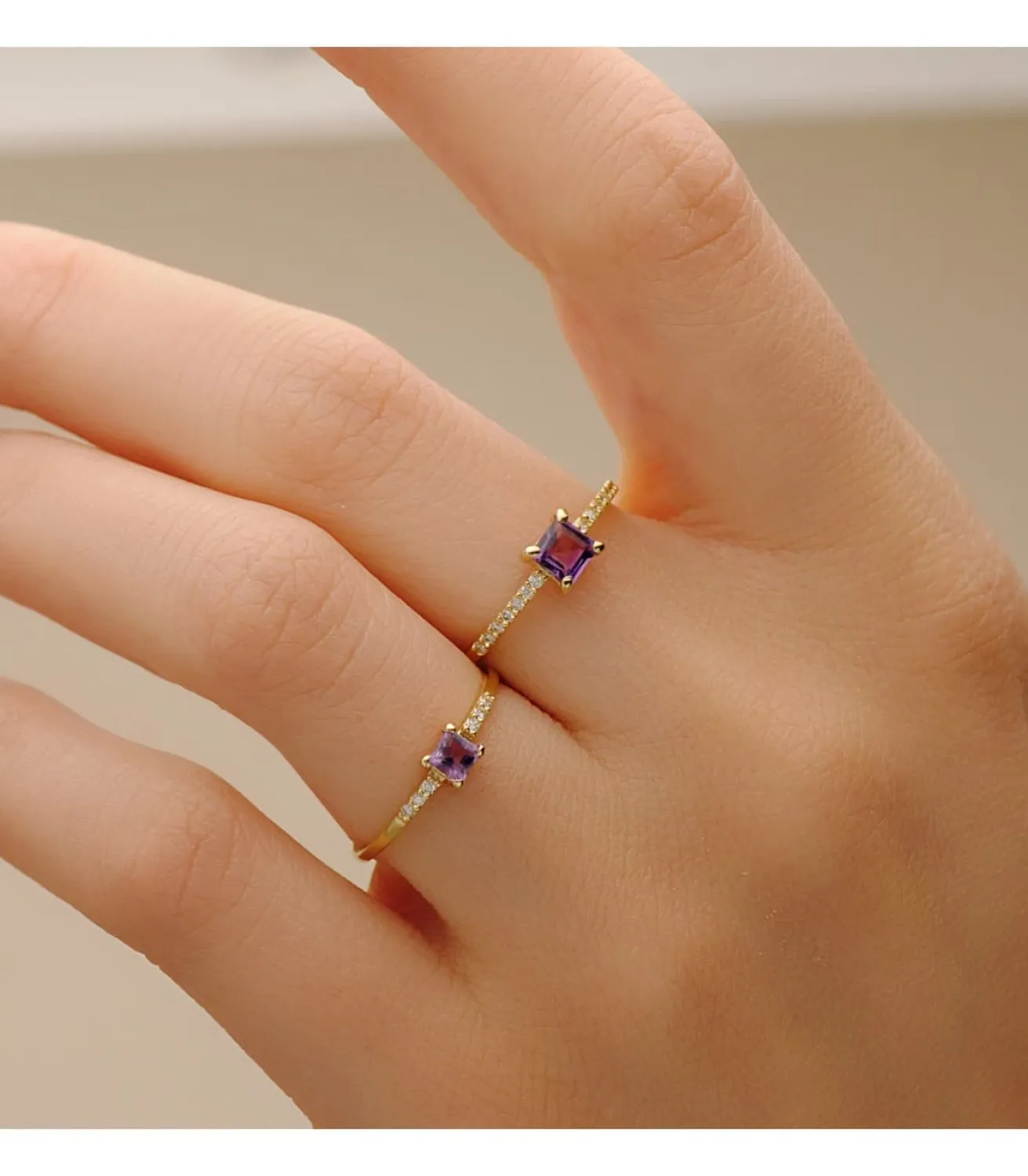 Anillo Streep Oro 18K Diamantes 0.030 Qts. Amatista<Alda Joyeros Shop