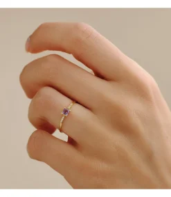 Anillo Streep Oro 18K Diamantes 0.030 Qts. Amatista<Alda Joyeros Shop