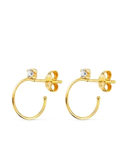 Aros Abiertos Circonitas Oro Amarillo 18K<Alda Joyeros Online