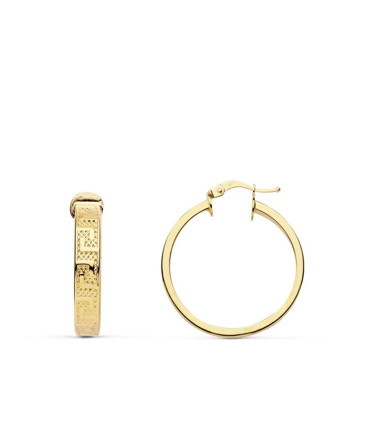 Aros Greca Oro Amarillo 18 K Huecos 20 Mm<Alda Joyeros New