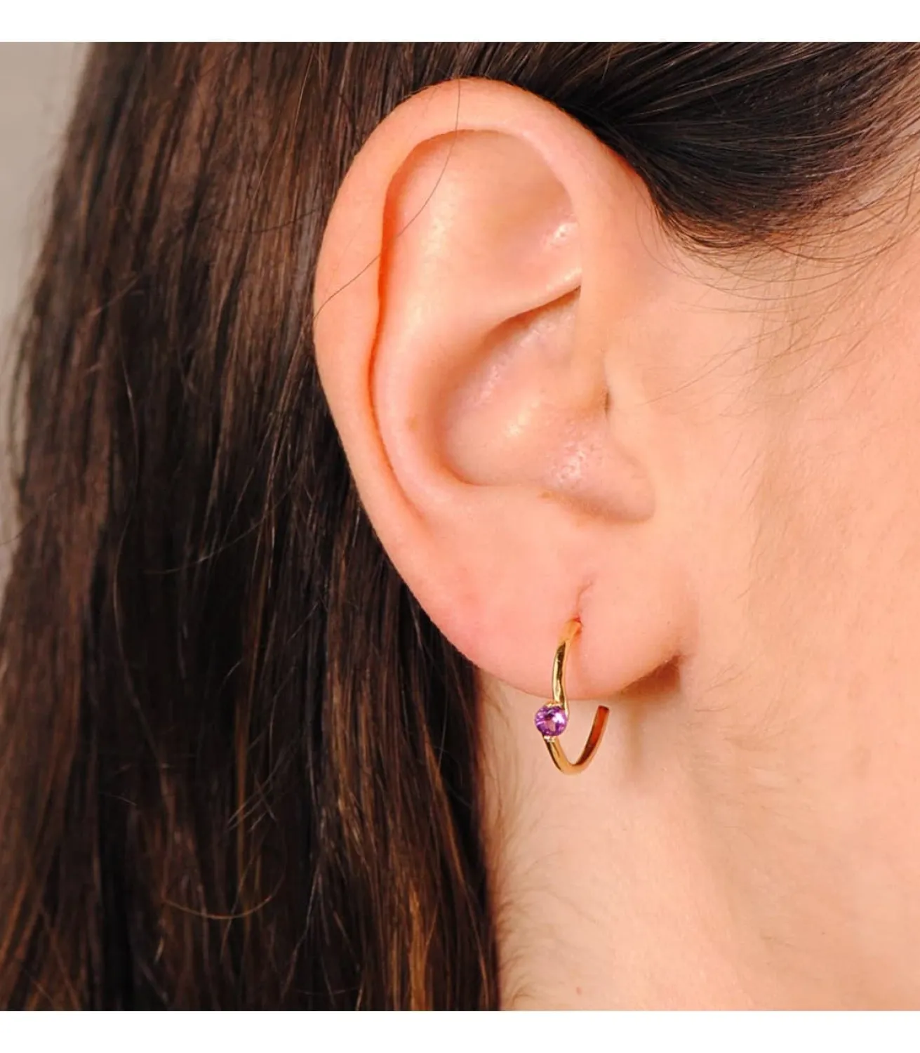 Aros Paradise Oro Amarillo 18K Curve Amatista<Alda Joyeros Sale