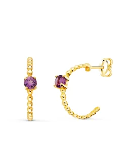 Aros Paradise Oro Amarillo 18K Bolitas Amatista<Alda Joyeros Cheap