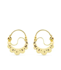 Aros Planos Tallados Oro Amarillo 18 K 24 Mm<Alda Joyeros Fashion