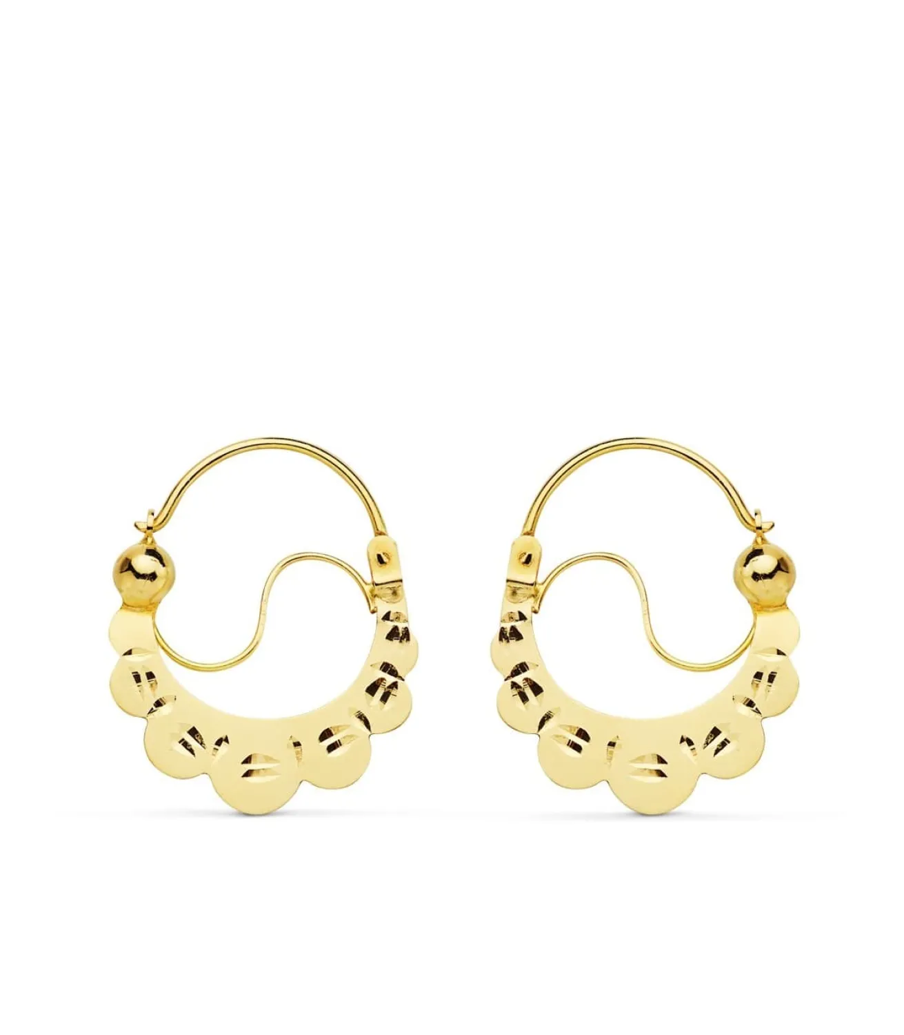 Aros Planos Tallados Oro Amarillo 18 K 24 Mm<Alda Joyeros Fashion