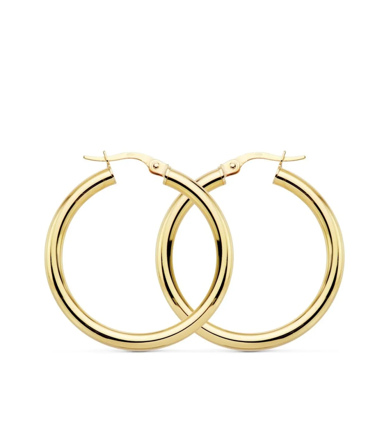 Aros Redondos Huecos Oro Amarillo 18 K 30X3 Mm<Alda Joyeros Shop