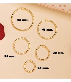 Aros Redondos Huecos Oro Amarillo 18 K 30X3 Mm<Alda Joyeros Shop