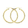 Aros Tallado Cuadrado Oro Amarillo 18 K 34 Mm<Alda Joyeros Fashion