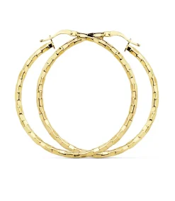 Aros Tallado Cuadrado Oro Amarillo 18 K 44 Mm<Alda Joyeros Hot