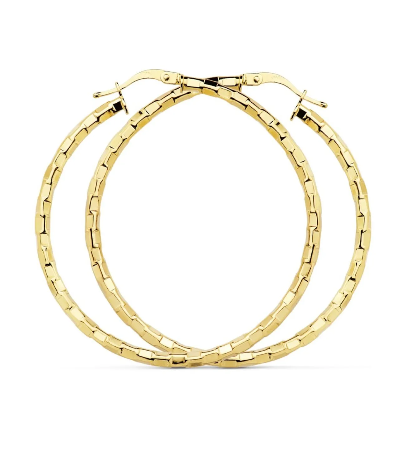 Aros Tallado Cuadrado Oro Amarillo 18 K 44 Mm<Alda Joyeros Hot