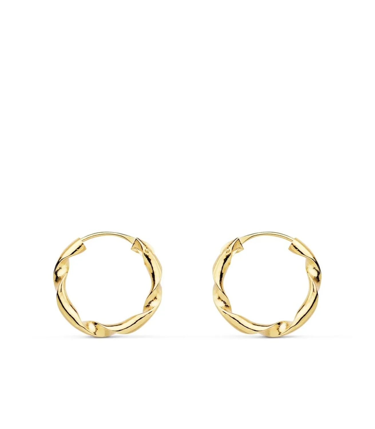 Aros Trenzados Lisos Oro Amarillo 18 K 14 Mm<Alda Joyeros Cheap