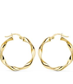 Aros Trenzados Lisos Oro Amarillo 18 K 25 Mm<Alda Joyeros Outlet