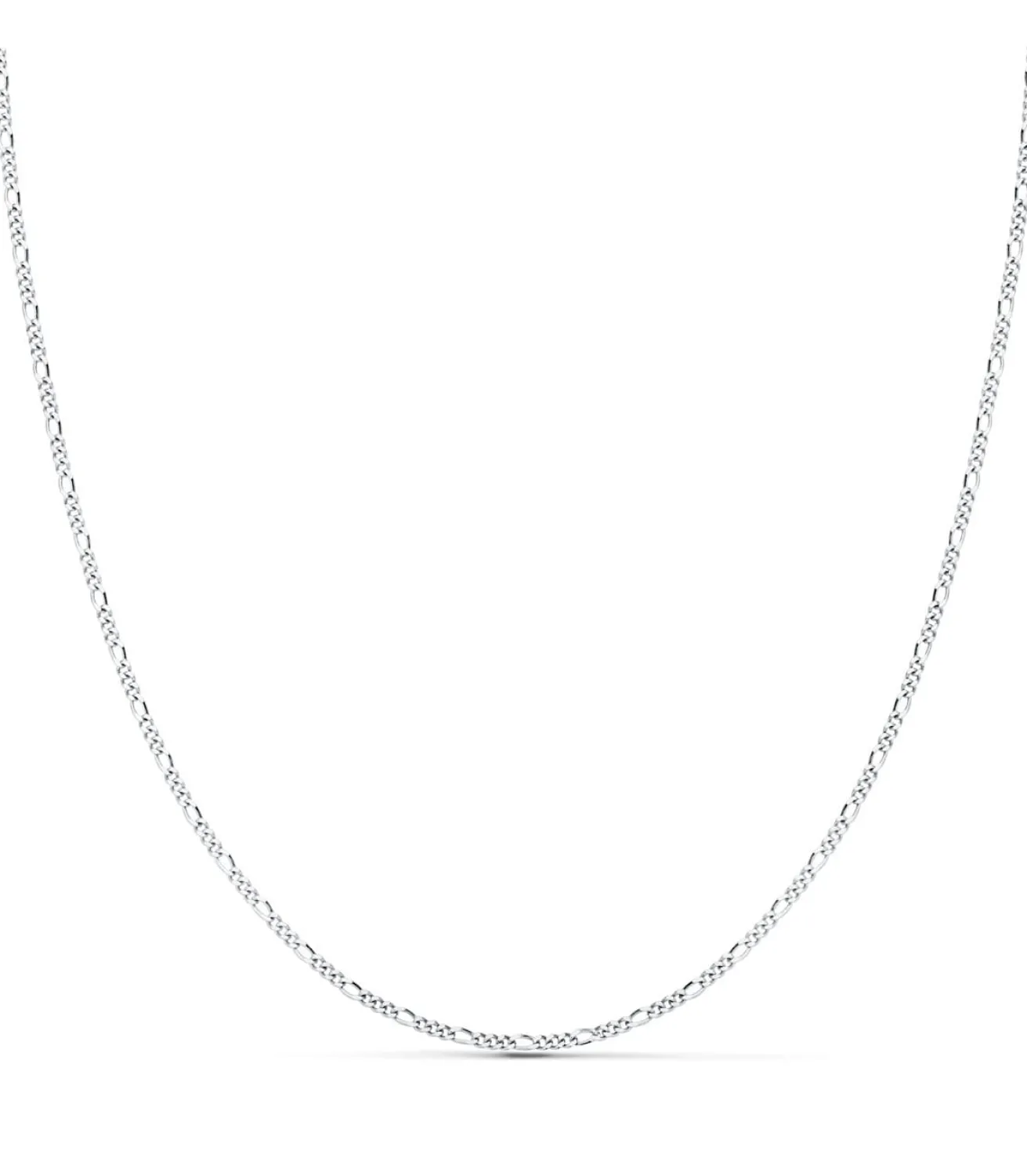 Cadena Figaro Oro Blanco 18K 1Mm 50Cm<Alda Joyeros Shop
