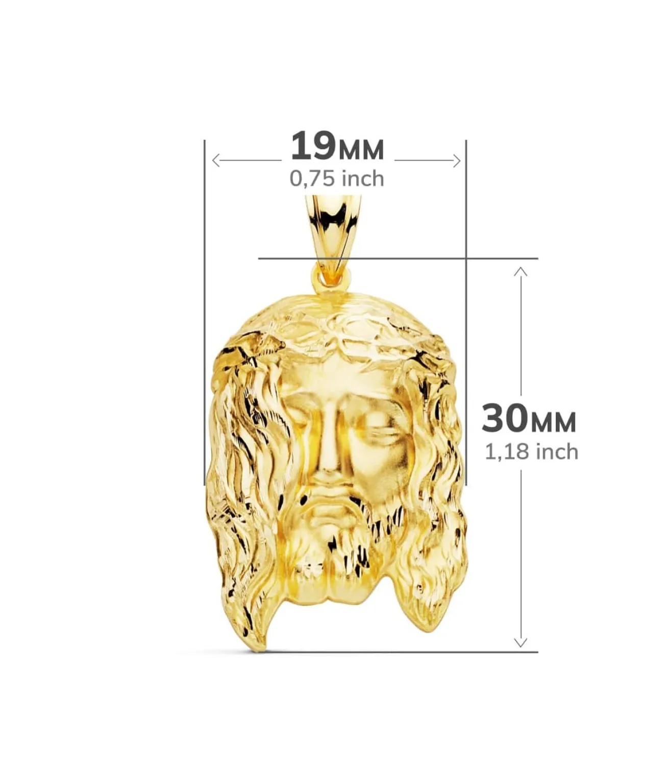 Colgante Cabeza Cristo Oro Amarillo 18K 27Mm<Alda Joyeros Shop