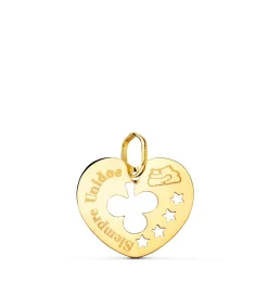 Colgante Corazon Y Trebol Oro 18K<Alda Joyeros Shop