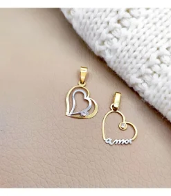 Colgante Corazones Oro Bicolor 18 Ktes<Alda Joyeros Store