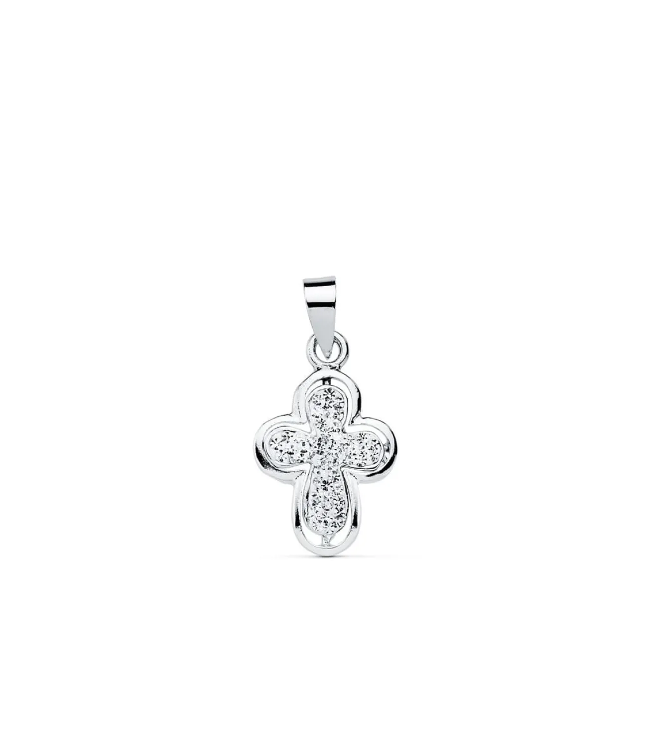 Colgante Cruz De Mujer Oro Blanco 9K Circonitas 16Mm<Alda Joyeros New