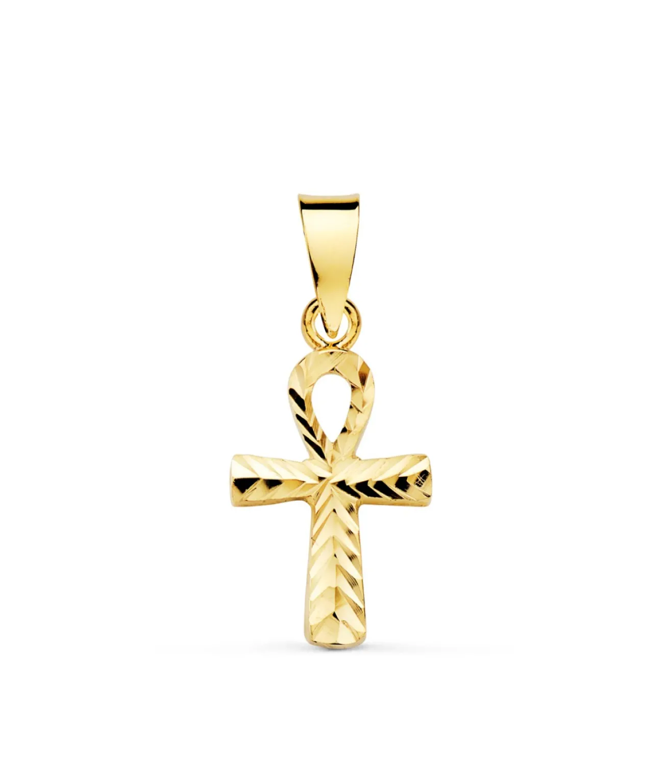 Colgante Cruz Egipcia Tallada Oro 18K 16Mm<Alda Joyeros Shop