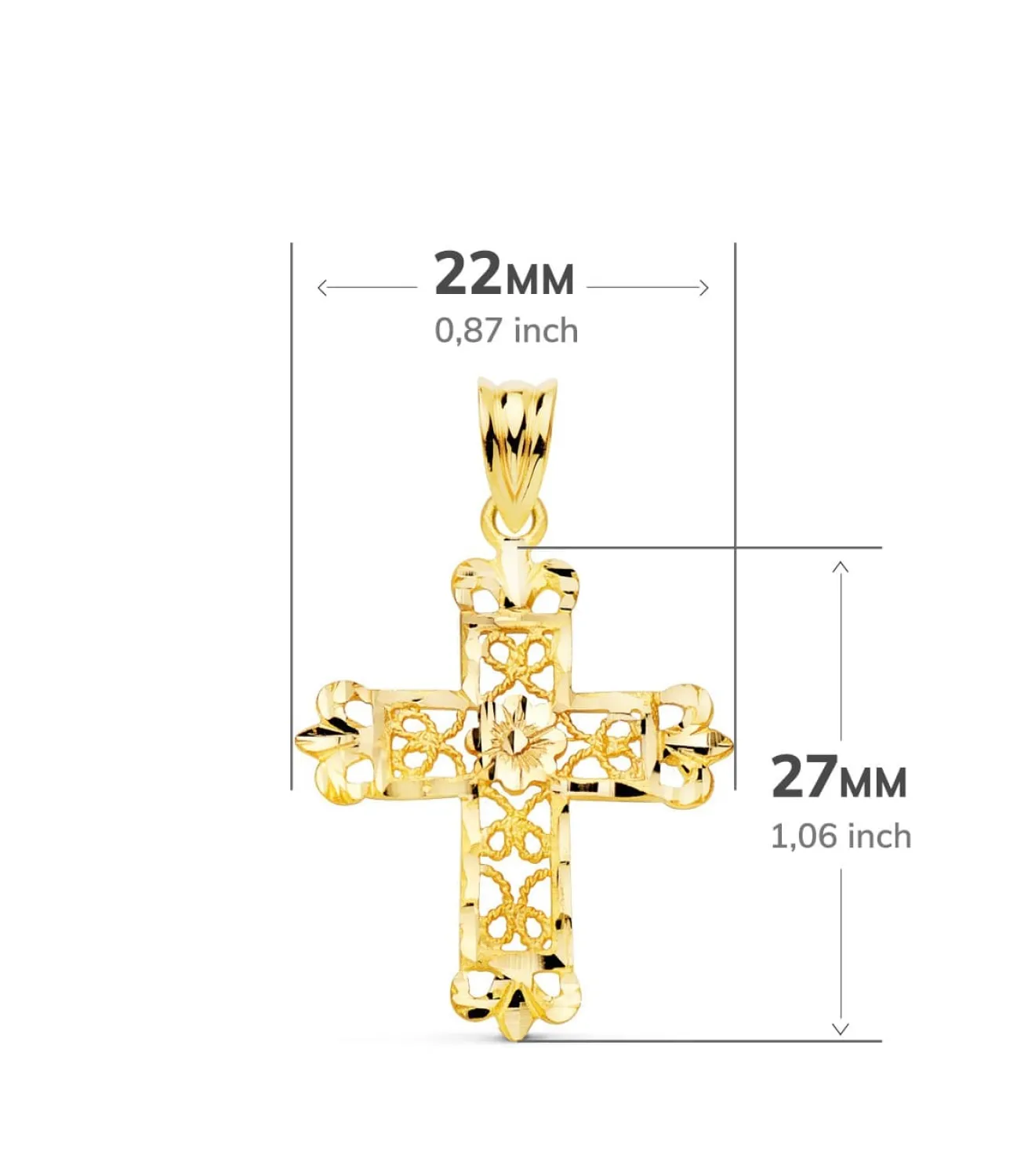 Colgante Cruz Filigrana Oro 18K 27Mm<Alda Joyeros Online
