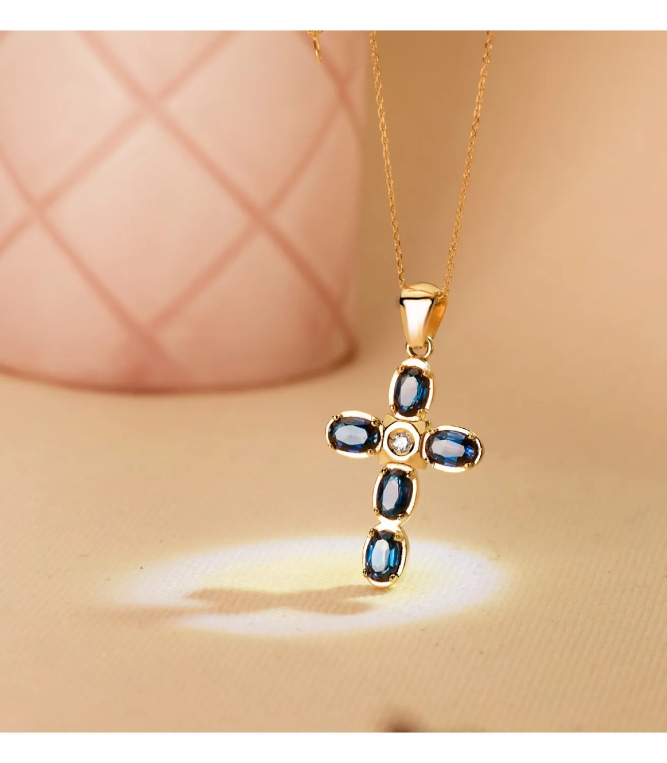 Colgante Cruz Oro Amarillo 28Mm Zafiros Y Diamante<Alda Joyeros Best