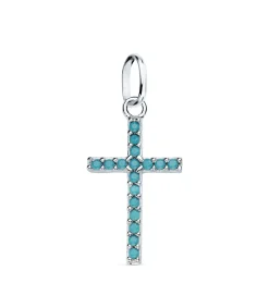 Colgante Cruz Oro Blanco 18K Turquesa<Alda Joyeros Outlet