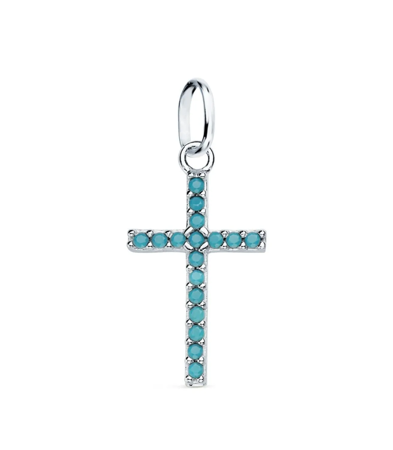 Colgante Cruz Oro Blanco 18K Turquesa<Alda Joyeros Outlet