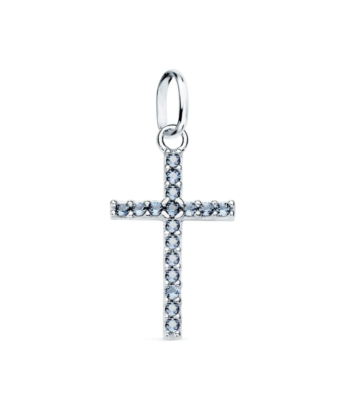 Colgante Cruz Oro Blanco 18K Azul<Alda Joyeros Fashion