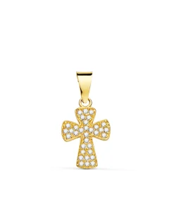 Colgante Cruz Pave De Oro Amarillo 18K 14Mm<Alda Joyeros Online