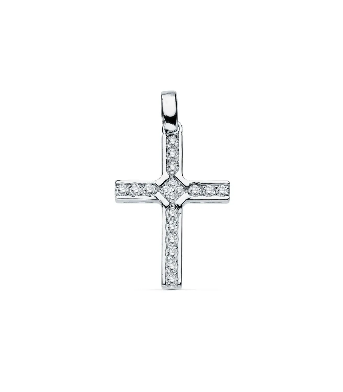 Colgante De Mujer Oro Blanco 18K Cruz Gemas I<Alda Joyeros Fashion