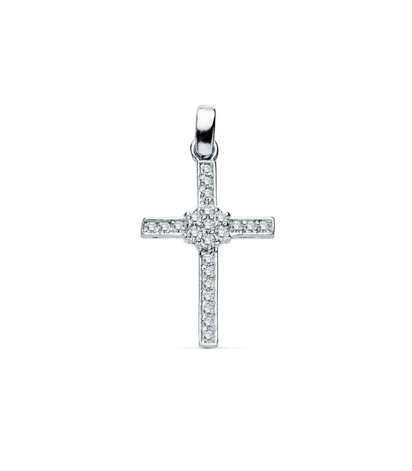 Colgante De Mujer Oro Blanco 18K Cruz Gemas Ii<Alda Joyeros Shop