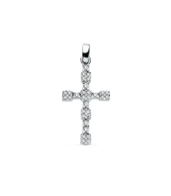 Colgante De Mujer Oro Blanco 18K Cruz Gemas Iv<Alda Joyeros Hot