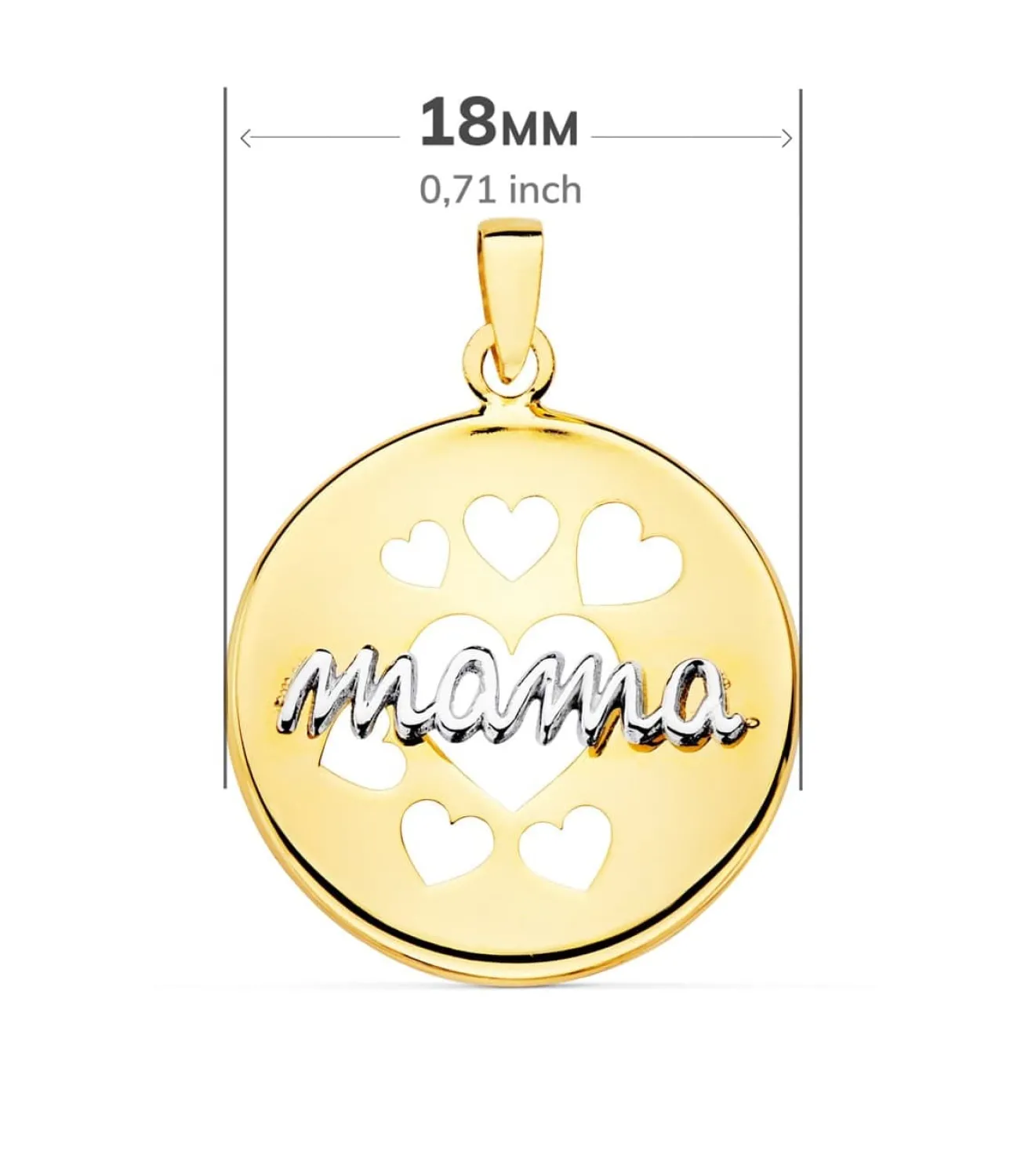 Colgante Mama Corazones Chapa Oro Bicolor 18K<Alda Joyeros Outlet