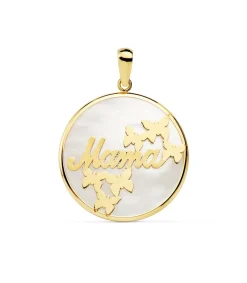 Colgante Mama Oro Amarillo 18K Nacar Y Mariposas 20Mm<Alda Joyeros Sale