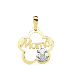 Colgante Mama Oro Bicolor 18K Flor Y Niña<Alda Joyeros Best