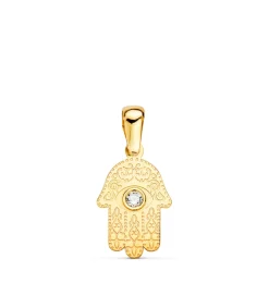 Colgante Mano De Fatima Circonita Oro 18 K 13 Mm<Alda Joyeros Store