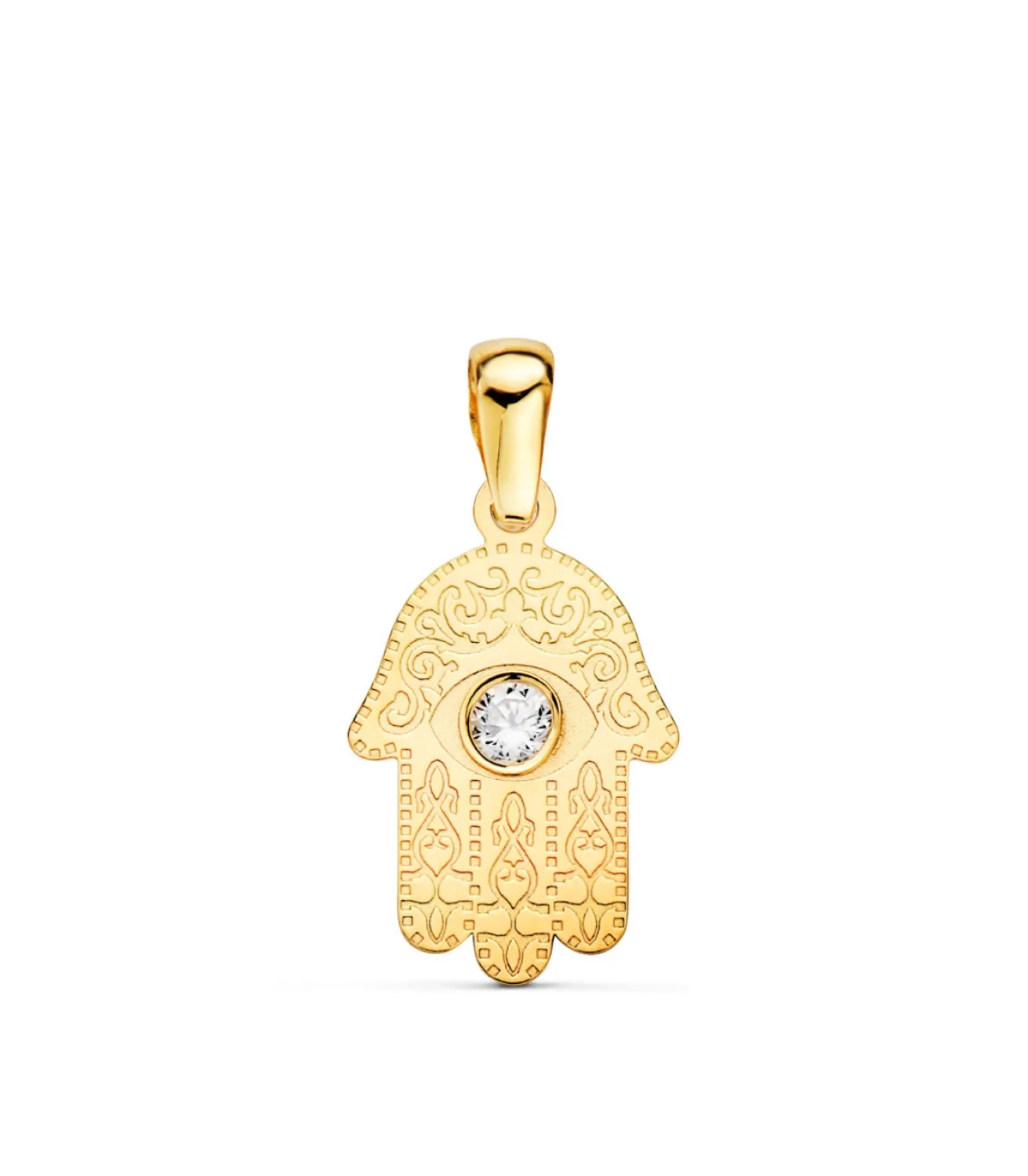Colgante Mano De Fatima Circonita Oro 18 K 15 Mm<Alda Joyeros Hot