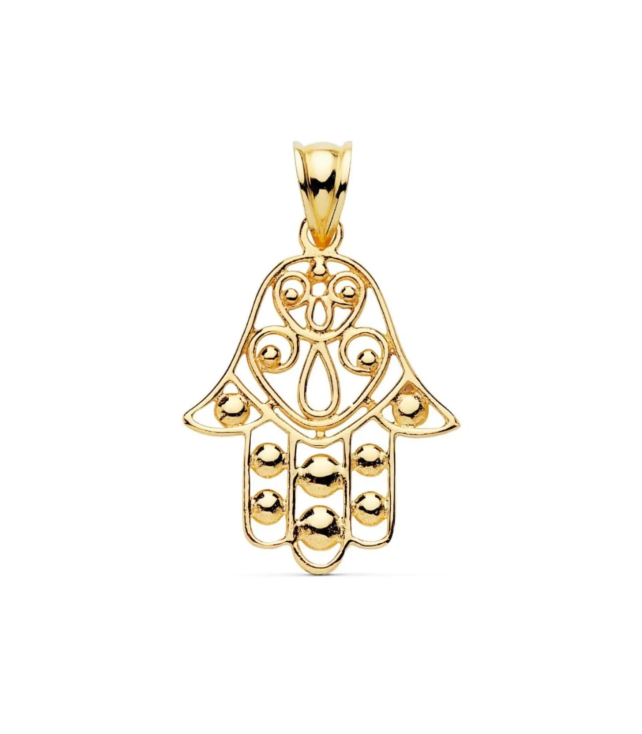 Colgante Mano De Fatima Hamsa Oro 18K 27 Mm<Alda Joyeros Store