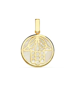 Colgante Mano De Fatima Nacar Oro Amarillo 18K 18Mm<Alda Joyeros New