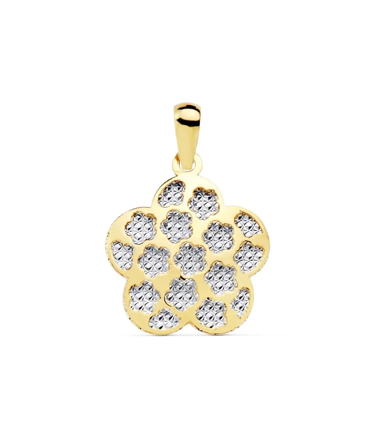 Colgante Mujer Silvia Oro Bicolor 18K Flor 17 Mm<Alda Joyeros Best Sale