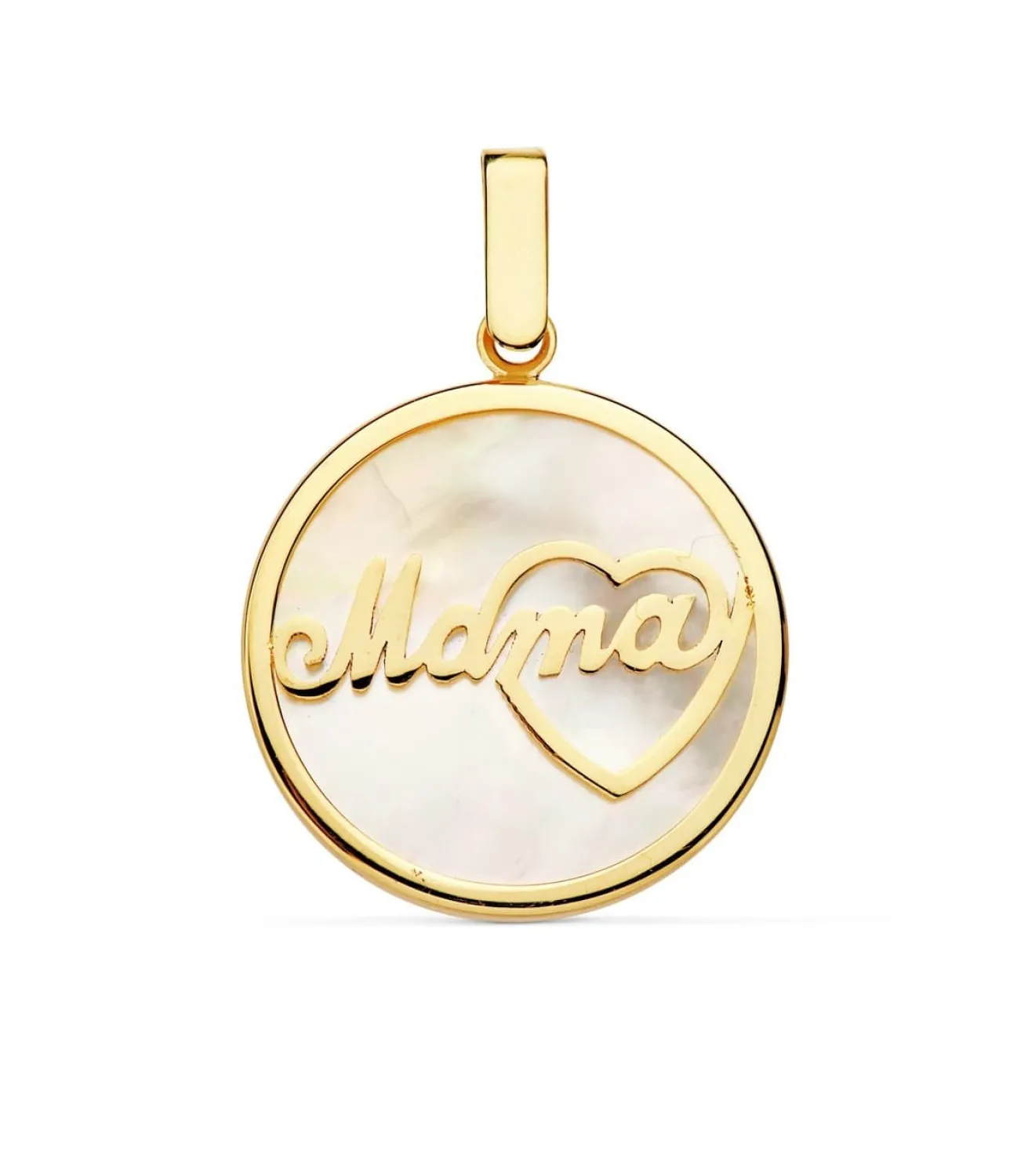Colgante Nacar Mama Corazon Oro Amarillo 18K 20Mm<Alda Joyeros Discount