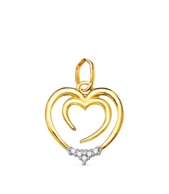 Colgante Oro Bicolor 18 K Doble Corazon 15 Mm<Alda Joyeros New