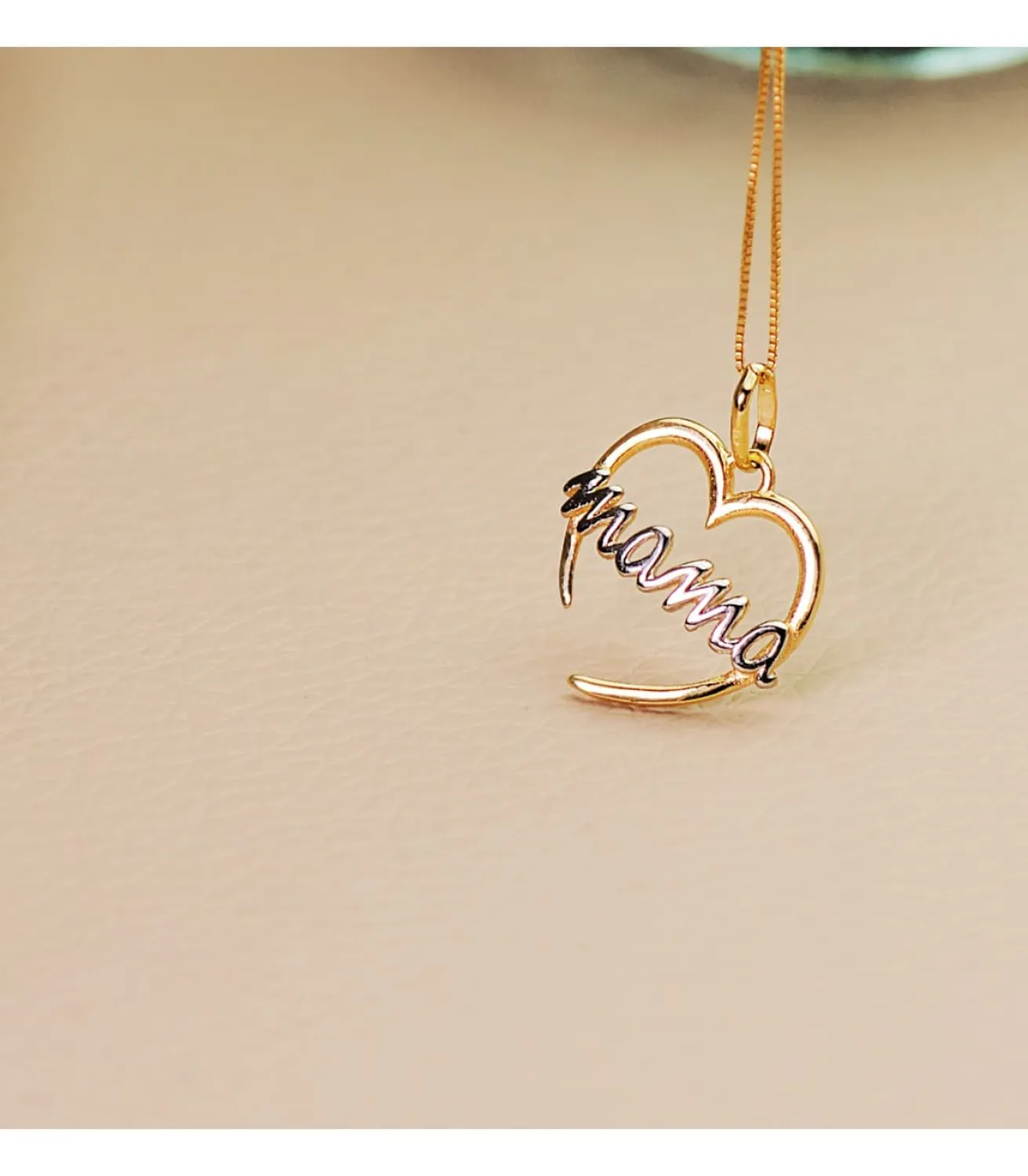 Colgante Oro Bicolor 18K Corazon Mama<Alda Joyeros Store