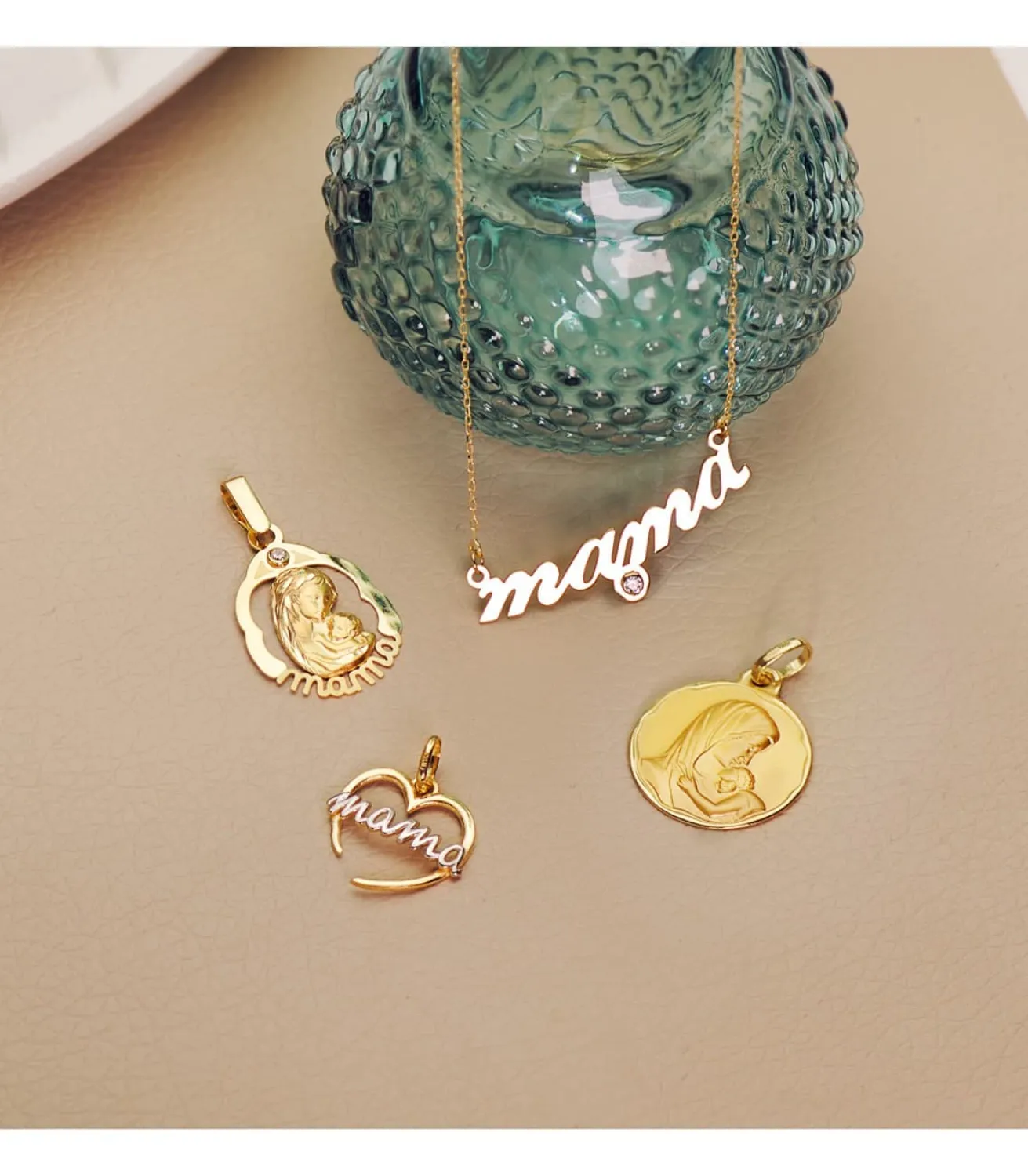 Colgante Oro Bicolor 18K Corazon Mama<Alda Joyeros Store
