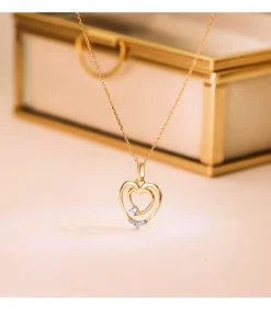 Colgante Oro Bicolor 18K Doble Corazon<Alda Joyeros New